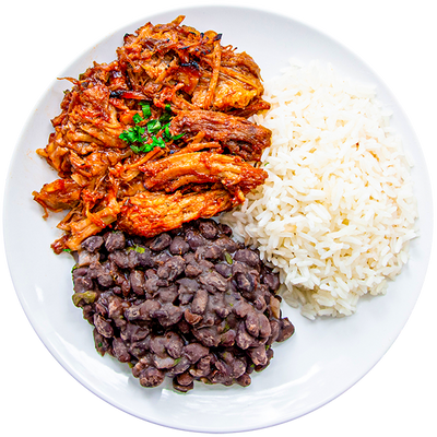 14 - Roasted BBQ Pulled Pork with White Rice and Black Beans (GF)