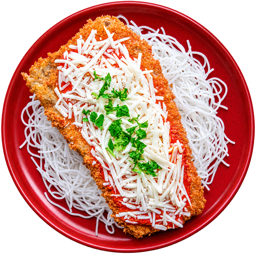 31 - Berenjena a la Parmesana Vegana con Fideos de Arroz y Salsa Marinara