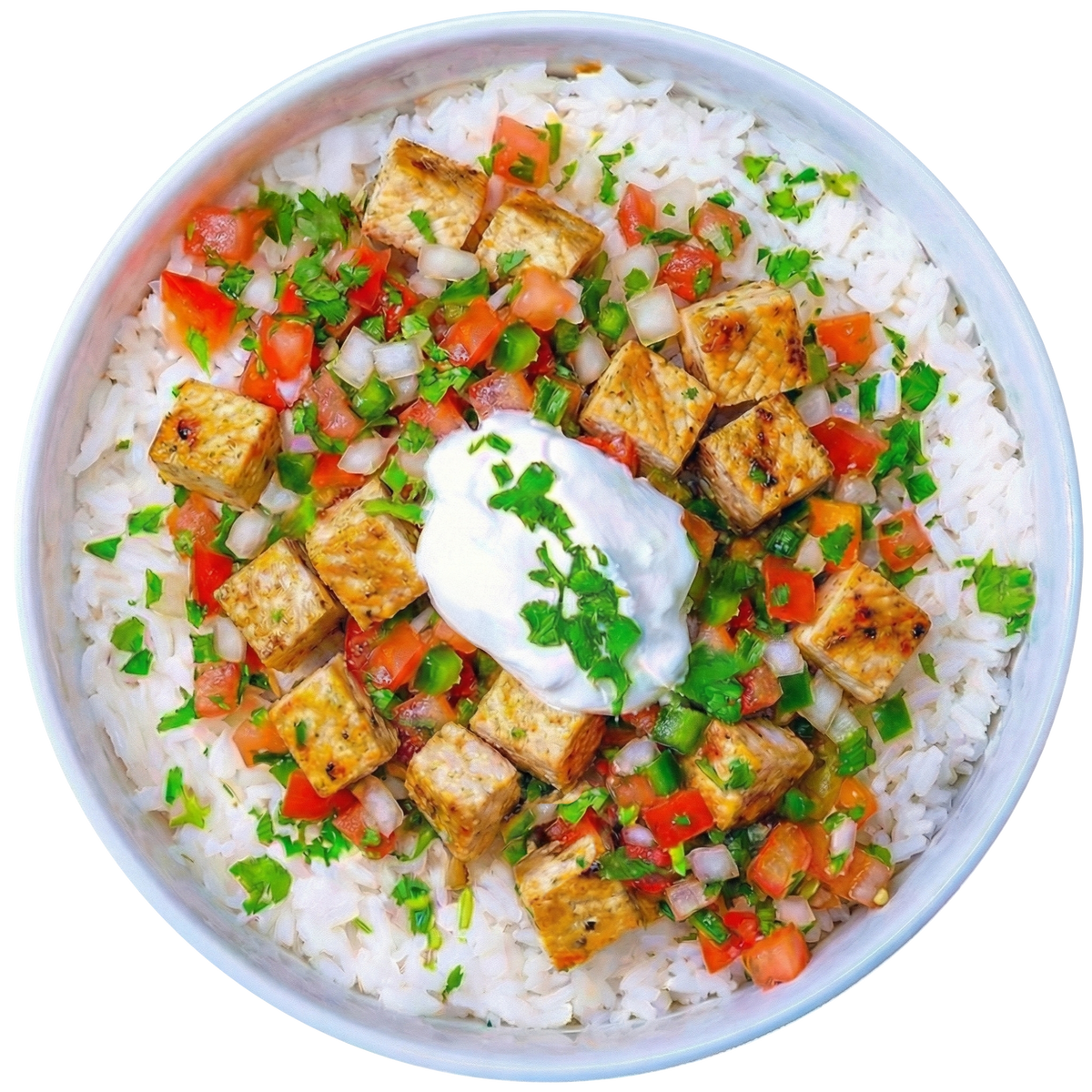 12 - Southwest Chicken Bowl with Cilantro Rice, Pico de Gallo, and Sou