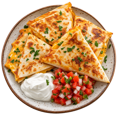 42 - Quesadillas De Pollo con Pico De Gallo y Crema Agria
