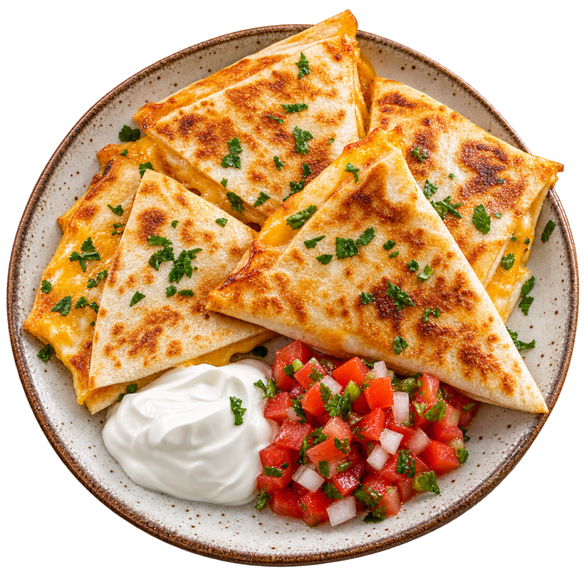42 - Chicken Quesadillas with Pico De Gallo and Sour Cream
