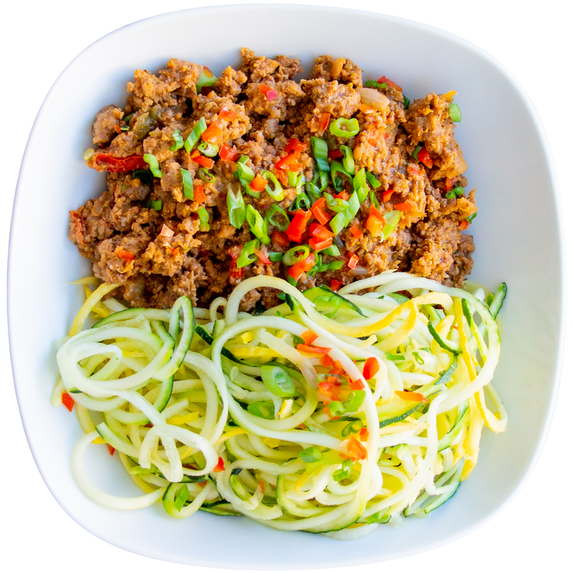 22 - Bowl de Carne Estilo Asiático Cetogénico Con Fideos de Zapallito