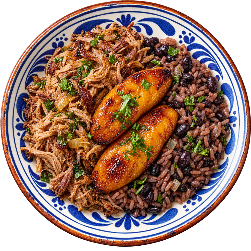 14 - Slow Roasted Mojo Pork with Sweet Plantains and Congrí Rice (GF)