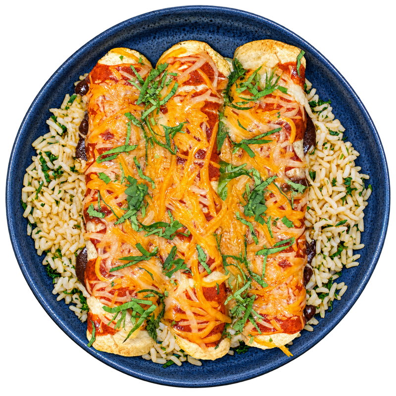 15 - Healthy Tex-Mex Chicken Enchiladas with Cilantro Brown Rice and Melted Cheese