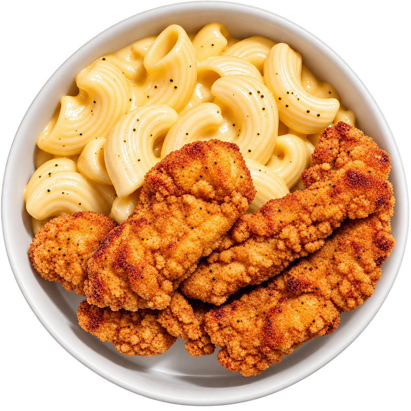 10 - Homestyle Chicken Tenders with Creamy Cheesy Mac