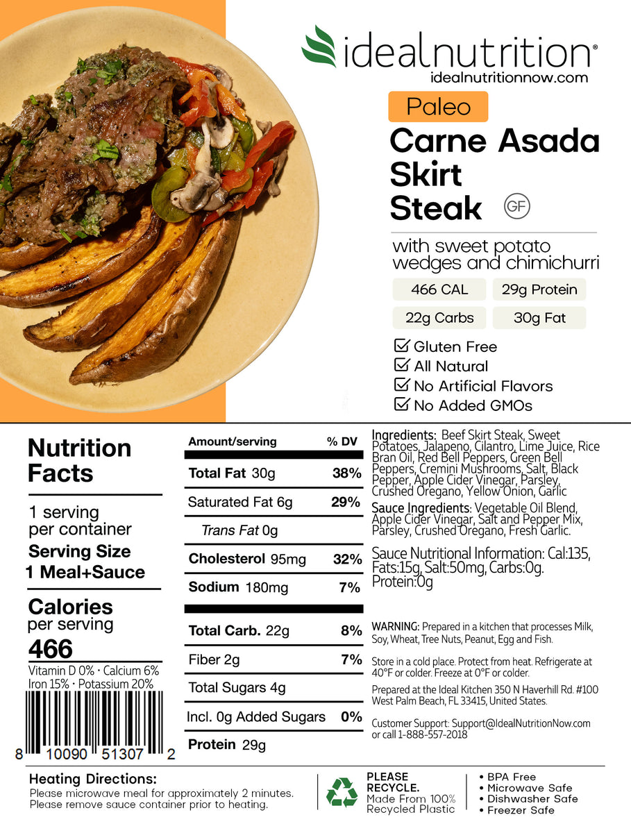 15 Paleo Carne Asada Skirt Steak with Sweet Potato Wedges and Chimic