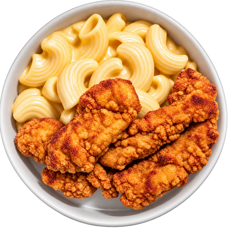 10 - Homestyle Chicken Tenders with Creamy Cheesy Mac