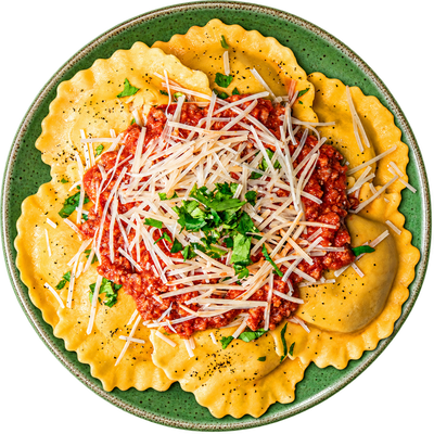 06 - Ravioles de Carne Magra con Salsa Marinara y Queso Romano