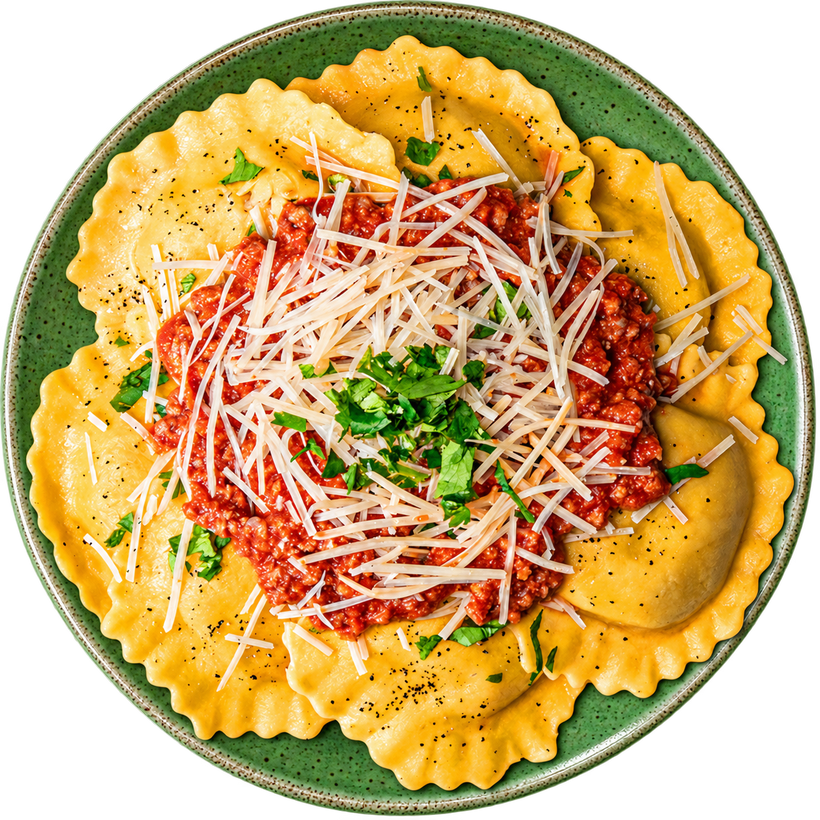 06 - Ravioles de Carne Magra con Salsa Marinara y Queso Romano