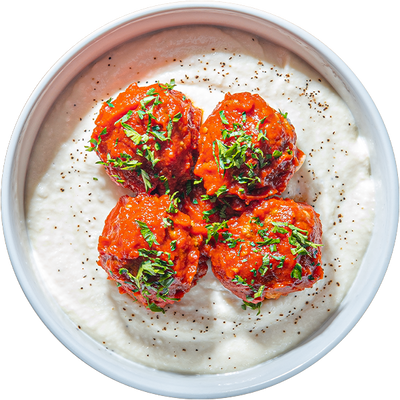 25 - Keto Beef Meatballs with Cauliflower Mash
