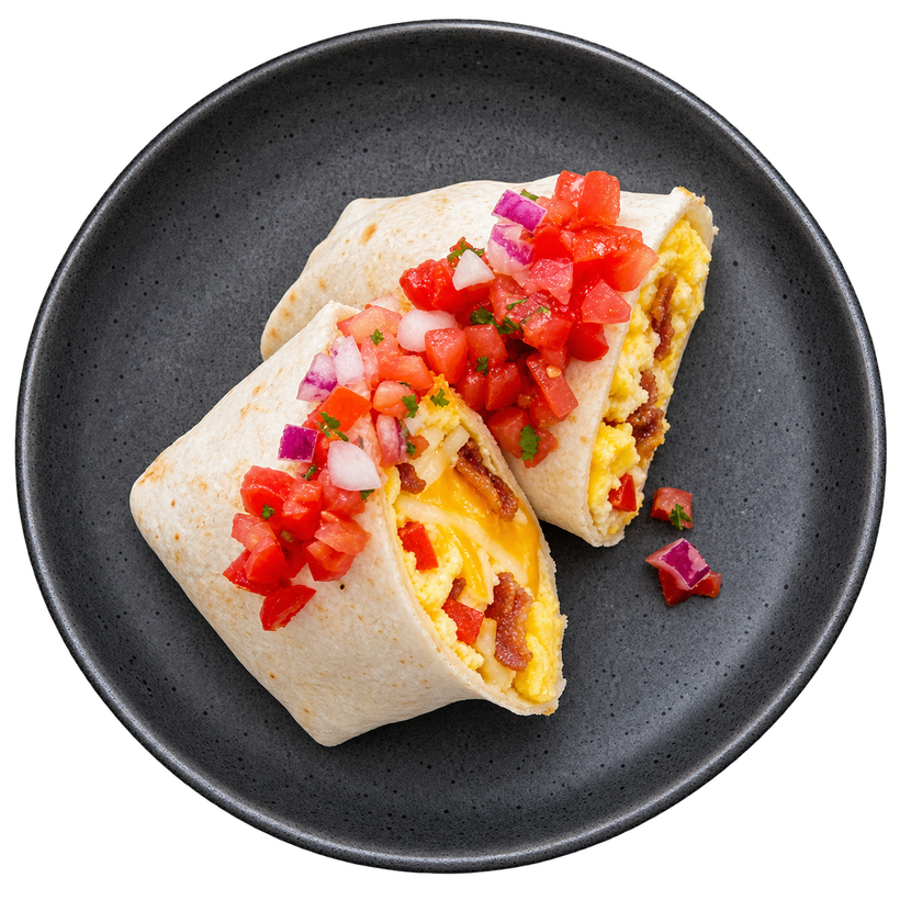 39 - Burrito de Desayuno Altó en Proteína con Pico de Gallo