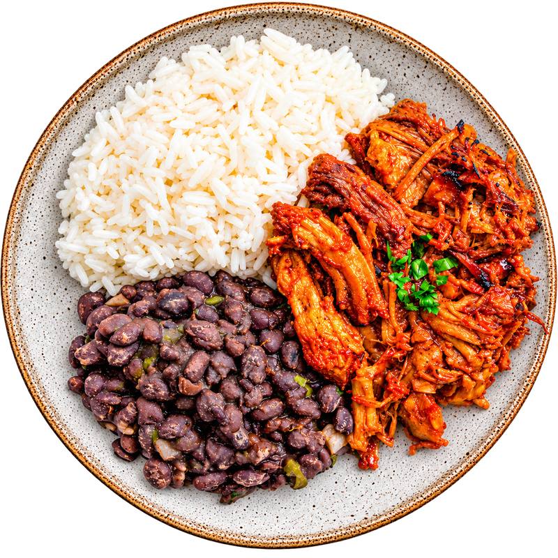 14 - Roasted BBQ Pulled Pork with White Rice and Black Beans (GF)