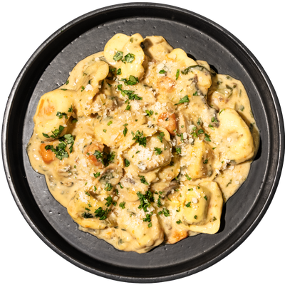 11 - Short Rib Tortellini with Roasted Mushroom Bolognese and Parmesan Cheese