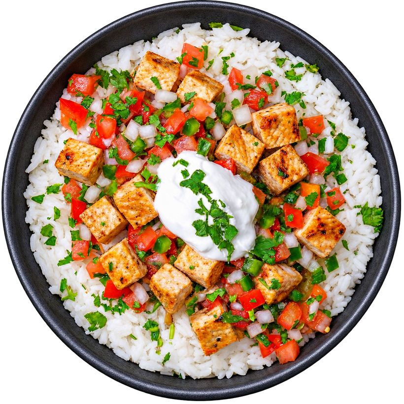 12 - Southwest Chicken Bowl with Cilantro Rice, Pico de Gallo, and Sour Cream (GF)