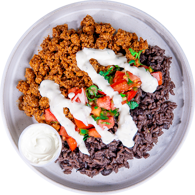06 - Santa Fe Turkey and Bean Rice Bowl with Pico, and Garlic Cream (GF)