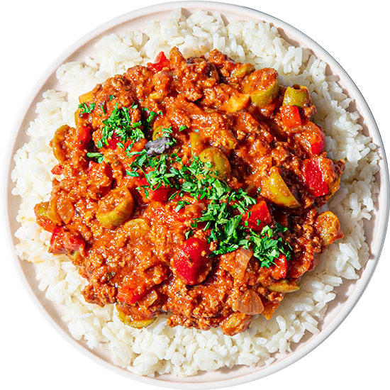 09 - Picadillo de Carne --- con Arroz de Grano Largo (GF)