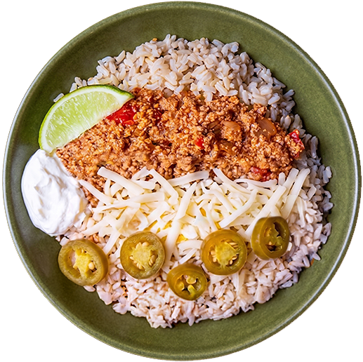 04 - Bowl de Tacos de Pavo Alto en Proteína con Arroz Integral (GF)