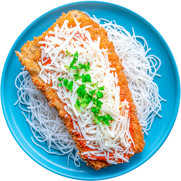 31 - Vegan Eggplant Parm with Rice Noodles and Marinara