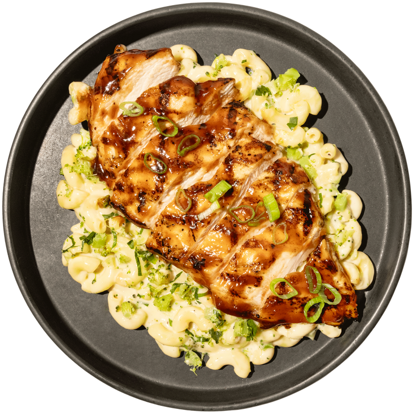 13 - Memphis BBQ Grilled Chicken with Broccoli-Cheddar Mac n' Cheese