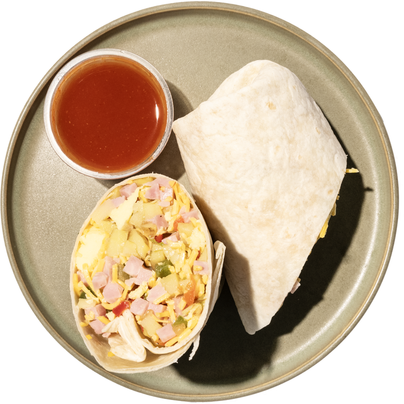 36 - Breakfast Western Wrap with Smoked Ham and Yukon Potato