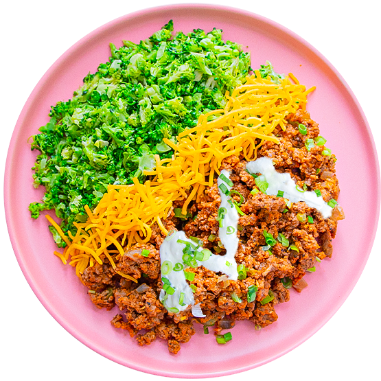 24 - Keto Poblano Bowl With Broccoli Rice And Cheddar Cheese (GF)