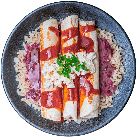 27 - Vegan Beef Enchiladas With Brown Rice