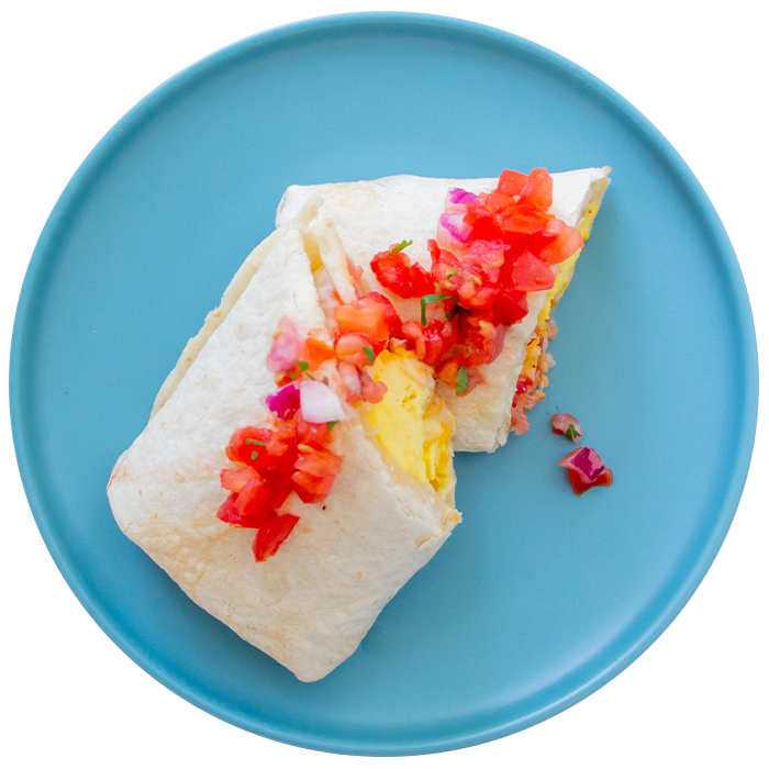 38 - Burrito de Desayuno Altó en Proteína con Pico de Gallo